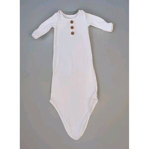 Caden Lane Infant‎ Girl Boy White Cotton Sleeper Gown Knotted Size 7-14 Lbs -E5